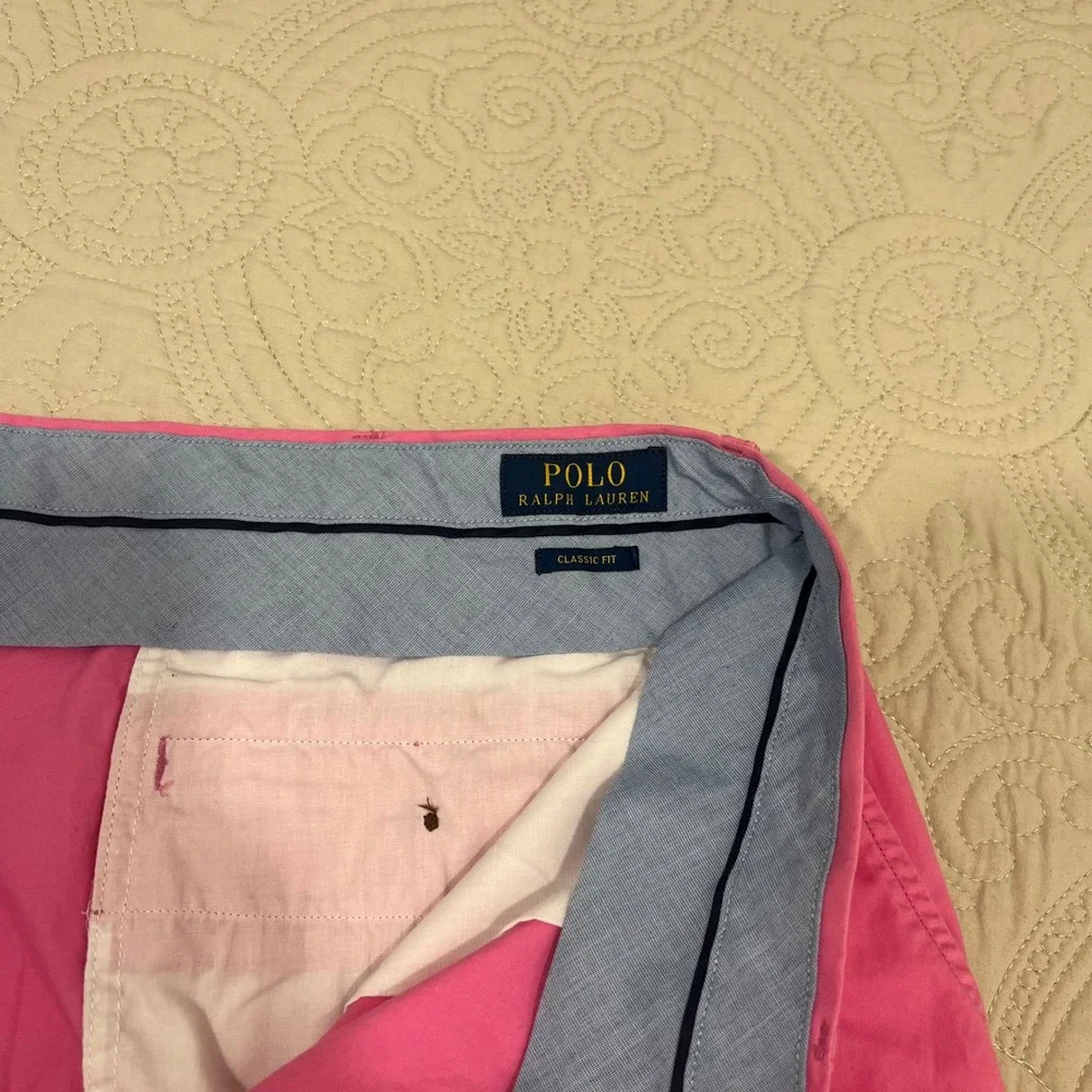 Polo‎ Ralph Lauren Mens Classic Fit Pink Cotton Chino Shorts Sz 38 Flat Front